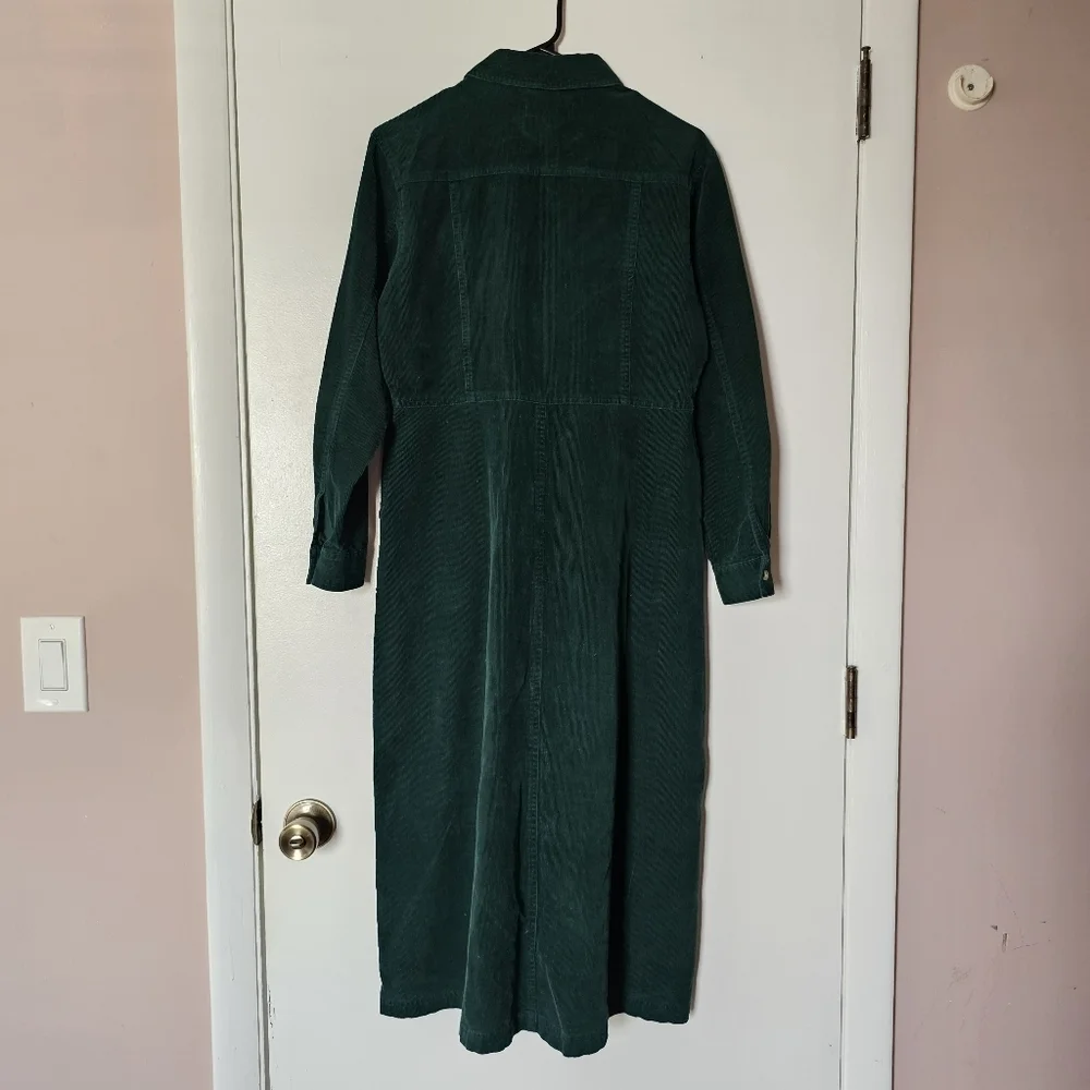 Vintage FADS green corduroy button-down granola girl teacher midi dress - Picture 7 of 8